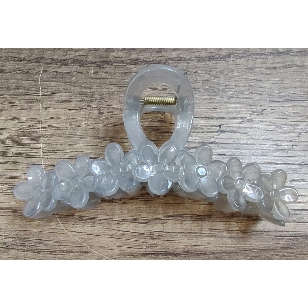 Women Hair Claw Clear Anti-Slip Flower Decor Cross Teeth Sturdy Hair Clip Z32